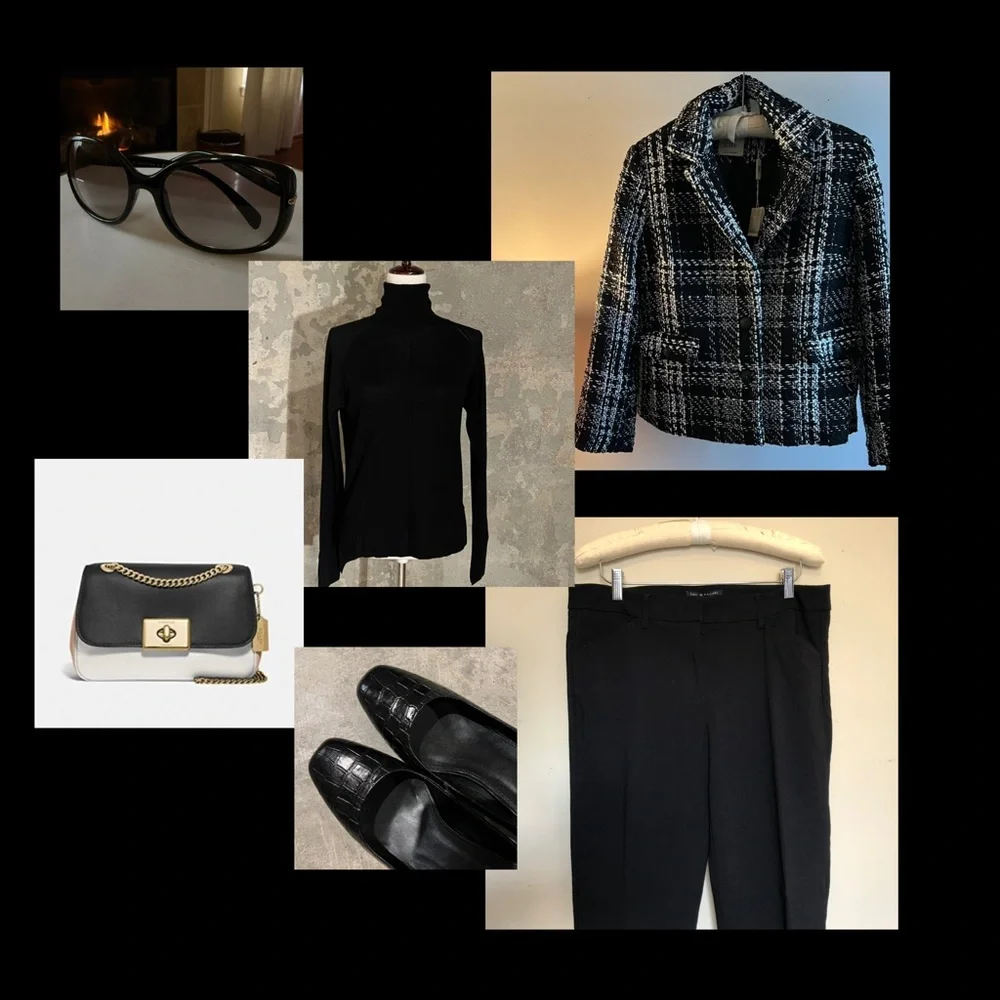 ELIE TAHARI Black and White Plaid Tweed Blazer Jacket - Picture 9 of 10